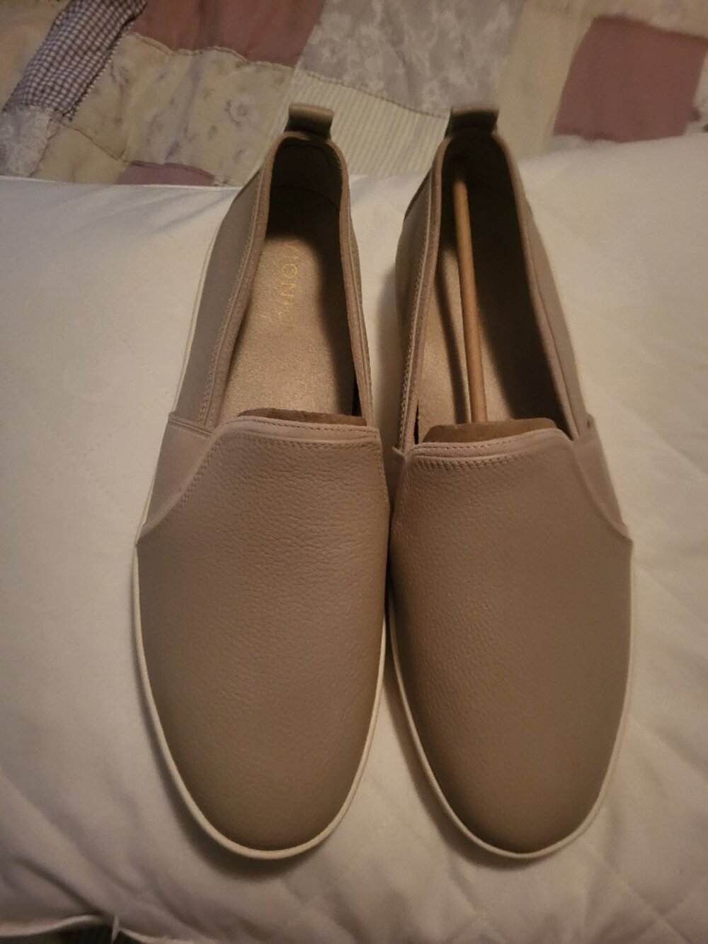 Vionic Tan Beige Leather Slip-On Loafers / Mules  (Size 12) (NIB)